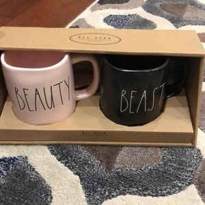 Rae Dunn Beauty and Beast coffee mugs